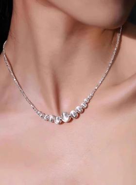 银色拉丝渐变仿碎银项链2025新款