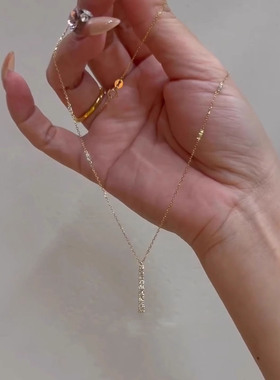 S925银悬浮一字流苏项链轻奢小众