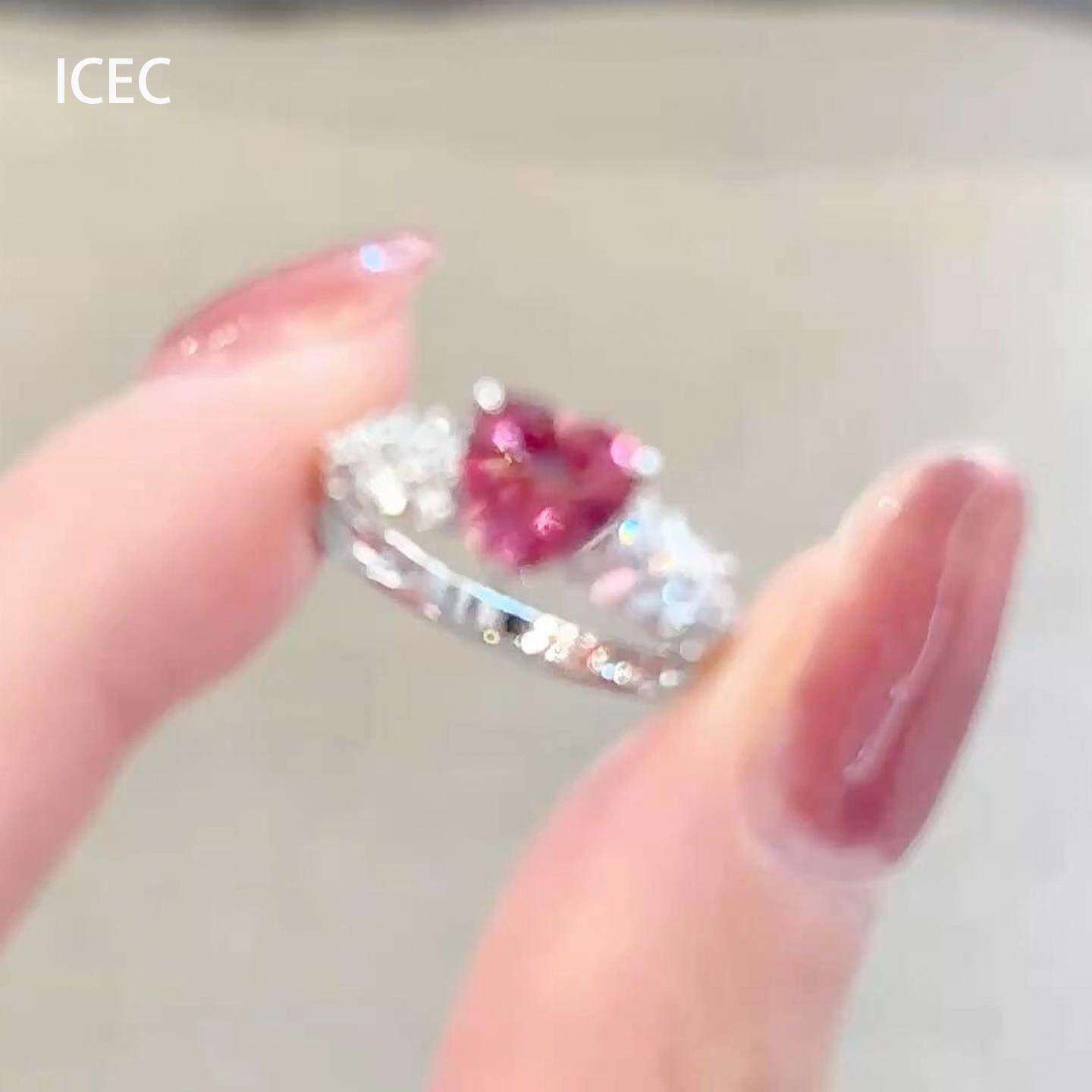 甜酷风爆闪满钻粉色爱心戒指韩系精致甜美高颜值时尚食指戒清冷感,饰品/流行首饰/时尚饰品新,戒指/指环,淘宝优惠券,粉丝福利购,淘宝优惠卷