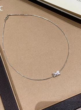 新中式拉丝路路通项链女款轻奢高级感锁骨链简约百搭小蛮腰冷淡风