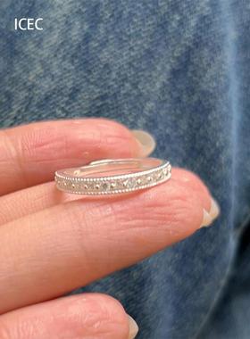 新中式圆珠设计戒指简约百搭素圈可调节食指戒轻奢高级感百搭气质