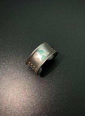 中古凹面音乐符号做旧开口戒指女