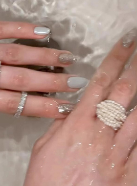 小米珠仿珍珠戒指女小众设计轻奢