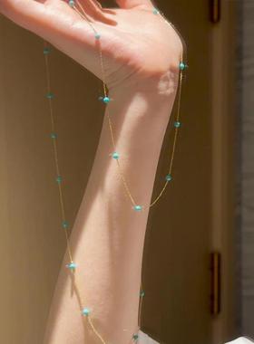 绿色双层串珠项链女2025新款爆款