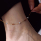 s925纯银金球脚链女2025新款 潮串珠脚踝链轻奢小众精致不掉色足链
