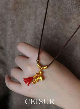 金色小马长款吊坠项链女款高级感