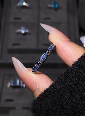 深邃蓝钻戒指小众设计轻奢高级感