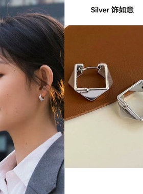 即刻上场周依然任家童同款耳环女2026新款爆款银色几何耳饰精致冬