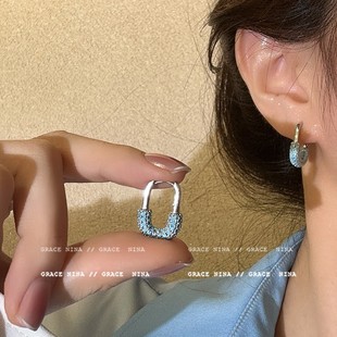 新中式仿绿松石耳环2025新爆款高级感耳钉女轻奢小众设计精致耳饰