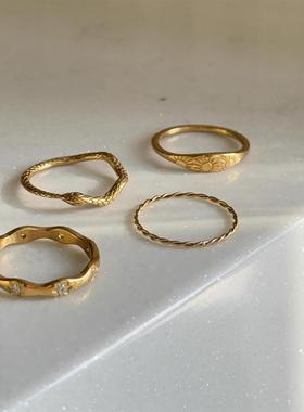 S925纯银金色蛇年戒指轻奢高级感