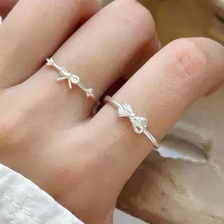 韩式冷淡风蝴蝶结戒指女小众指环