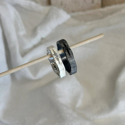 黑白拉丝芒星戒指女小众设计轻奢