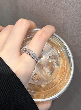 新中式双层仿锆石竹节戒指女轻奢