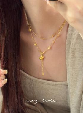 S925纯银新中式双层金色葫芦项链