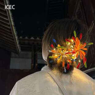 巨亮眼！彩色扭扭棒烟花发夹国风新年爆款精致气质氛围感绝美发饰