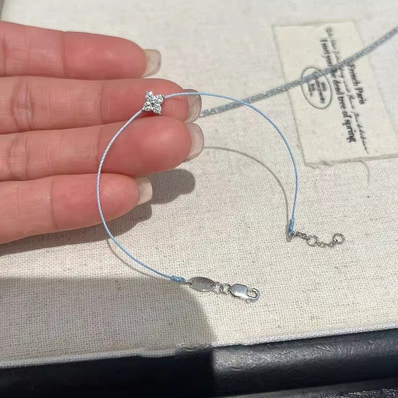 s925纯银莫桑石四叶草手链女极细编织手绳轻奢小众高级感精致手饰,饰品/流行首饰/时尚饰品新,手链,淘宝优惠券,粉丝福利购,淘宝优惠卷