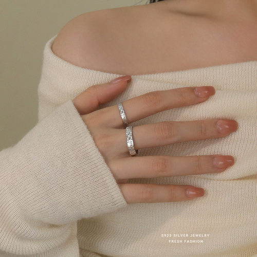 s925纯银碎冰冰戒指女小众设计