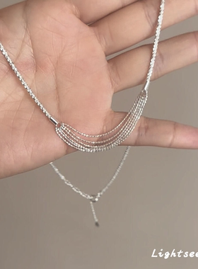 韩系多层流苏蛇骨项链女款清冷感