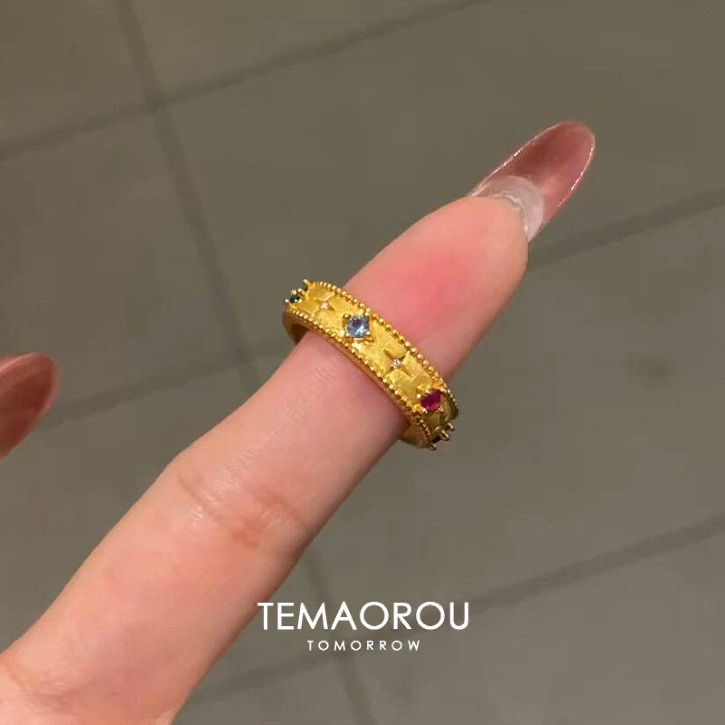 新中式彩色仿宝石星芒宽口金色戒指2025新款爆款食指戒不掉色指环,饰品/流行首饰/时尚饰品新,戒指/指环,淘宝优惠券,粉丝福利购,淘宝优惠卷