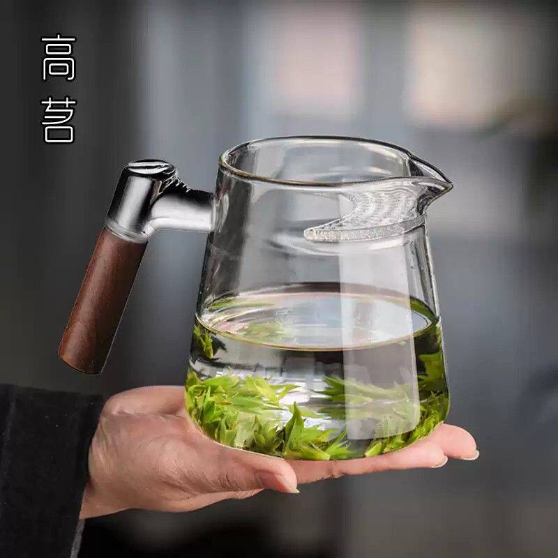玻璃公道杯茶漏一体大容量泡茶器带茶滤网月牙过滤绿茶杯专用茶具