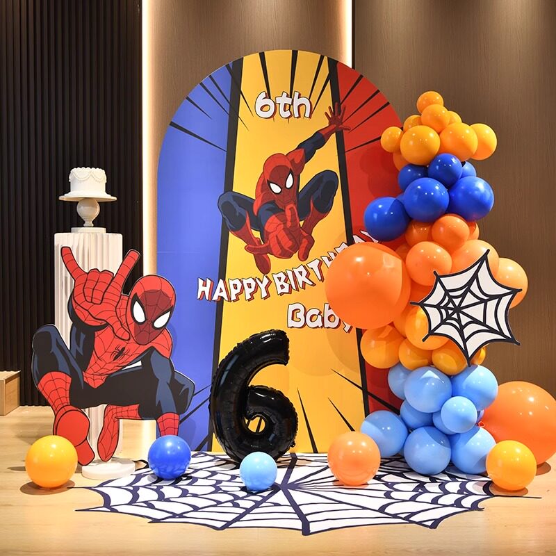 蜘蛛侠主题生日派对布置装饰场景男孩10周岁儿童气球kt板背景墙