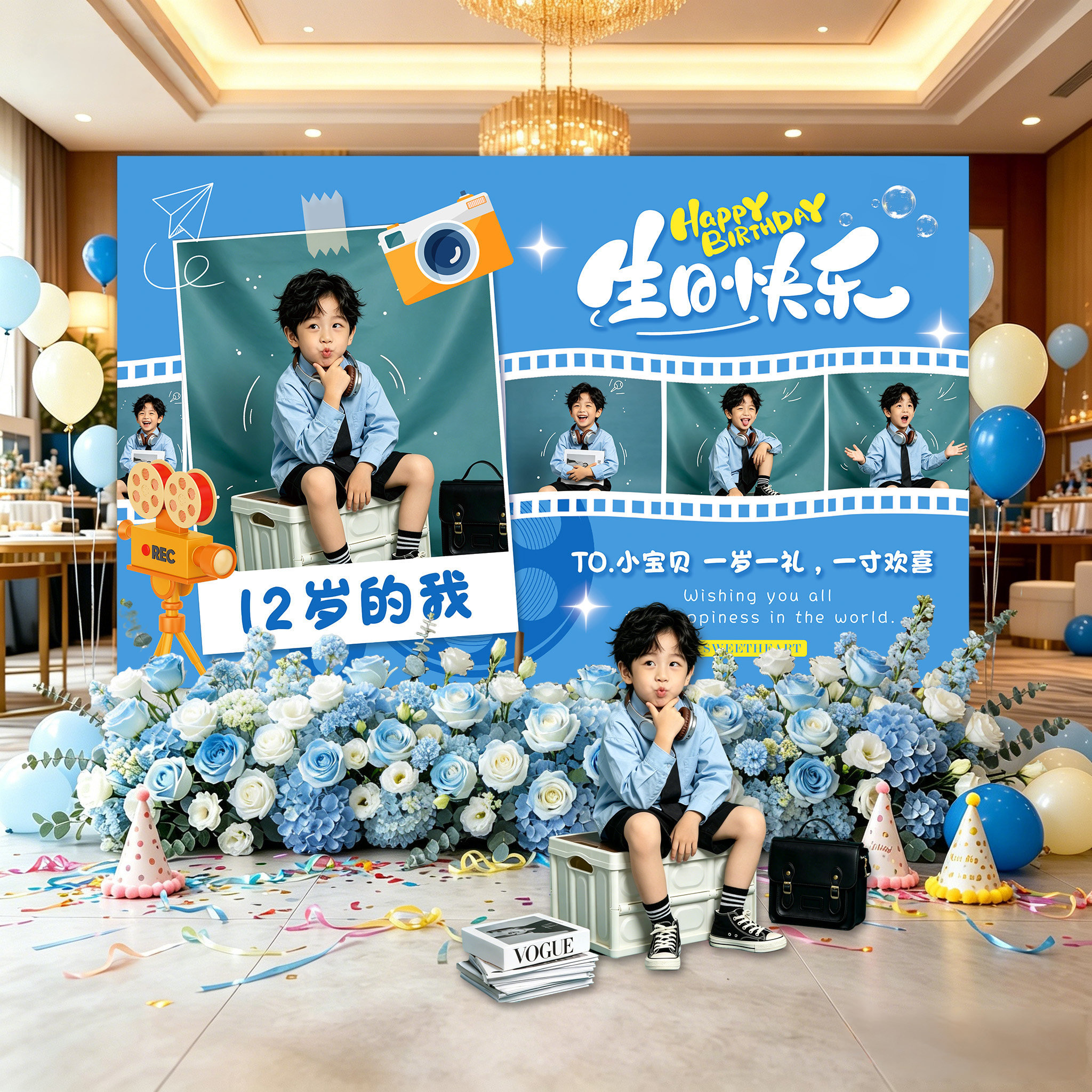 男孩儿童12岁成长礼生日布置