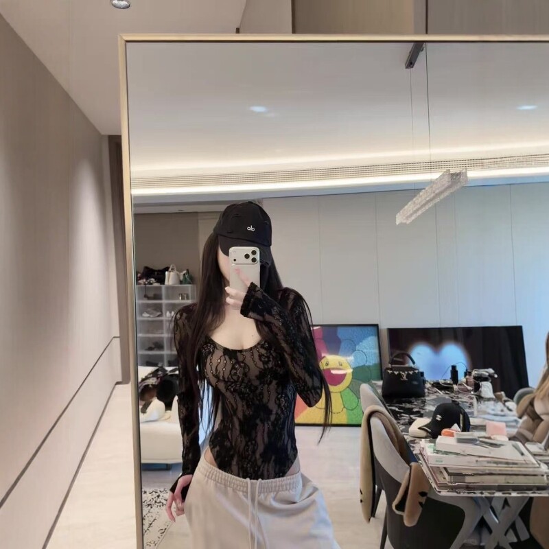 美式性感蕾丝紧身连体衣女