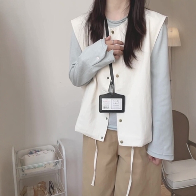 韩系简约复古叠穿上衣两件套女