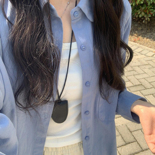 蓝色水洗纯棉衬衫宽松百搭外套女