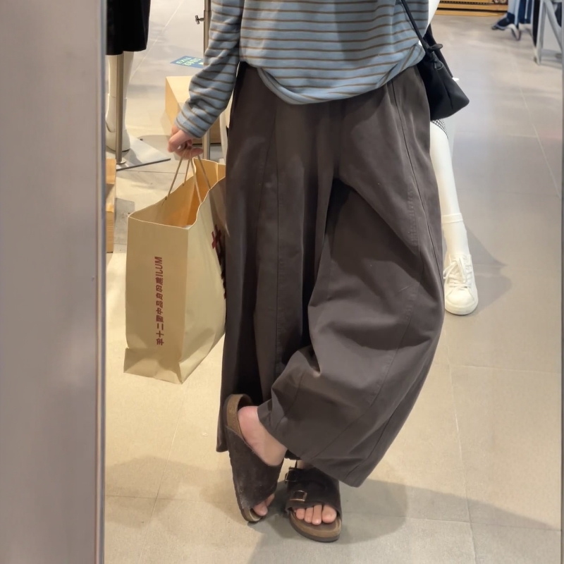 深灰色高腰百搭休闲裤阔腿裤ins