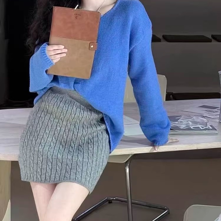 别致小众设计感麻花针织半身裙女