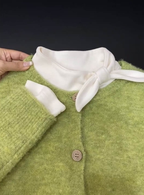 秋季慵懒风软糯绿色针织开衫内搭打底衫ins韩系漂亮温柔叠穿套装