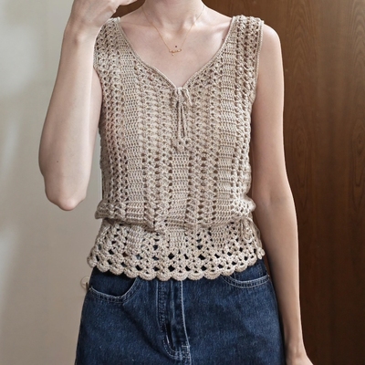 微透性感拼接针织衫女