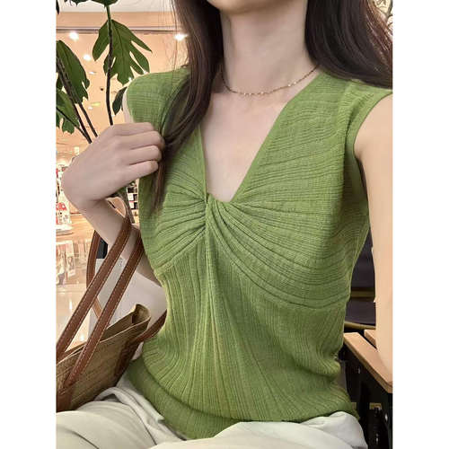 夏季辣妹外穿刺绣针织背心女