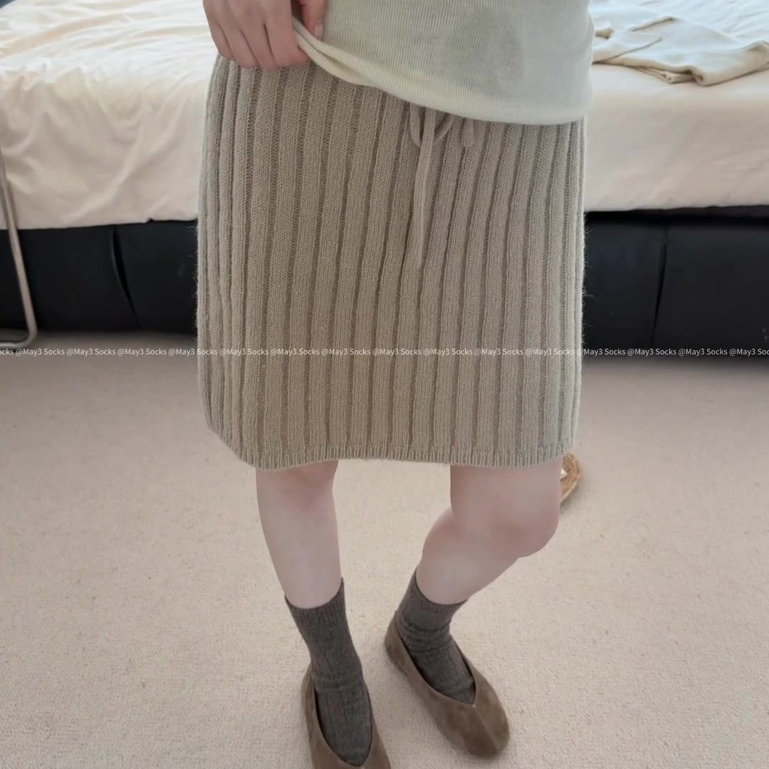 法式小众坑条设计感针织半身裙女