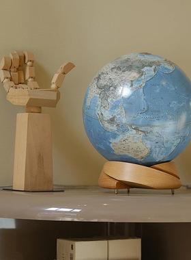 螺旋实木】宏微地球书房客厅办公室样板间地球仪摆件开业乔迁礼品