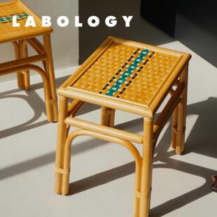 LABOLOGY HOME|目目藤编凳 新中式餐椅床头小凳沙发边几户外凳子