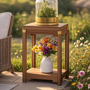 花架摆件置物架阳台花几花台实木鱼缸架子底座边几角几客厅落地式