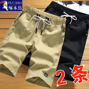 啄木鸟纯棉休闲短裤男夏季宽松薄款透气青年大裤衩外穿运动五分裤