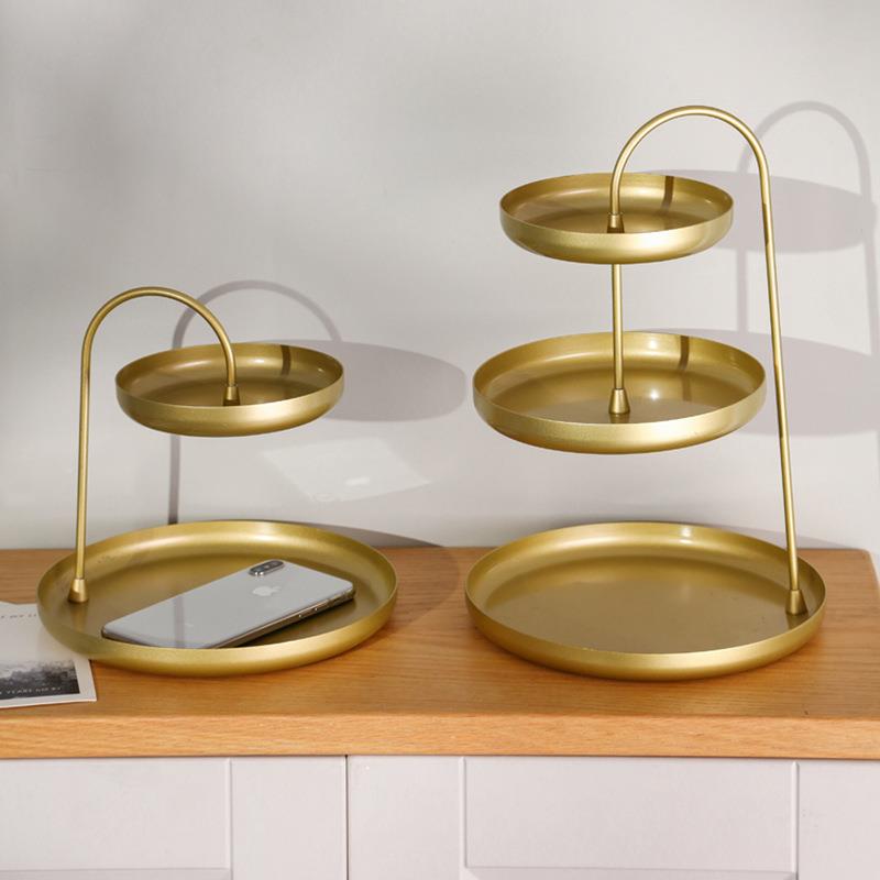 金属首饰纳收架家装饰品玄关居钥匙收纳托盘VRV化妆品纳双层收架