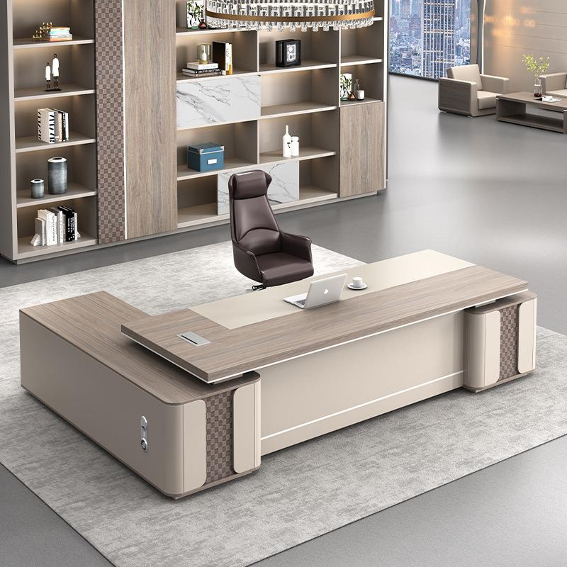 总裁板办桌简约现老桌椅经组合董35646事长办公室家公具大班台