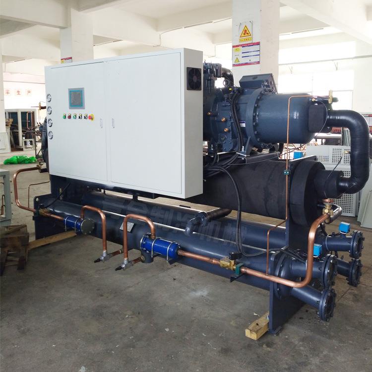 青岛工业注塑机水冷螺杆式冷水 双机速头式冷水QX-430WS机140HP冷