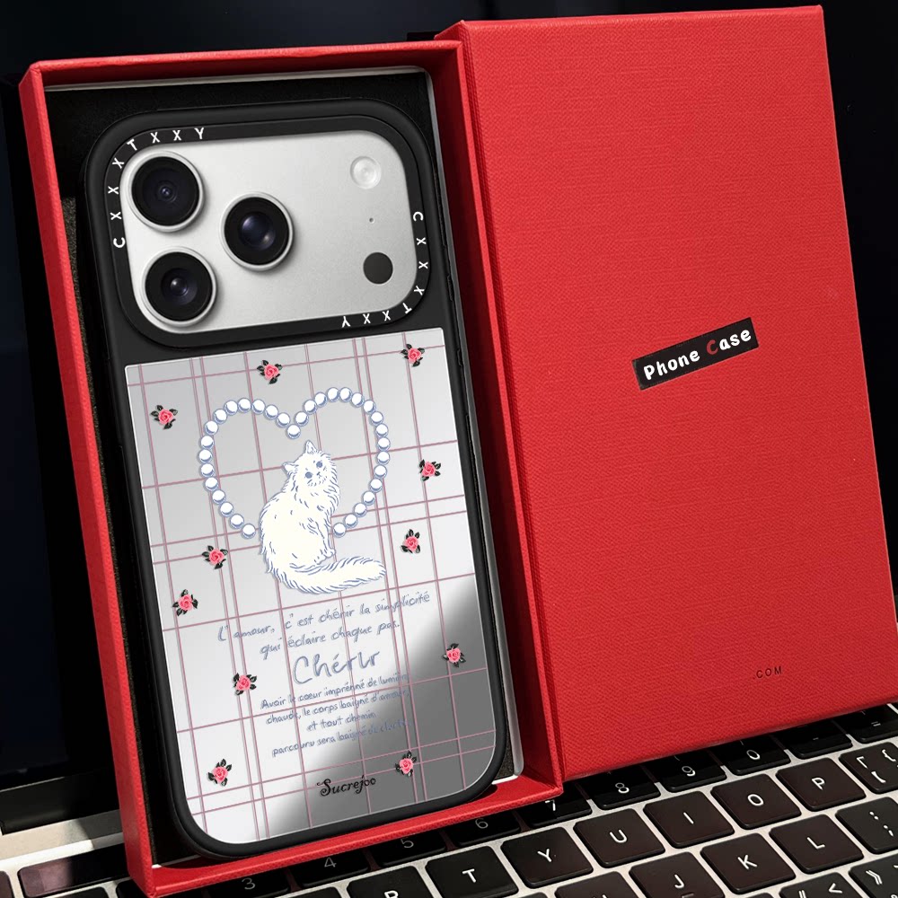 C家萌物珍珠爱心猫咪小象喷泉磁吸MagSafe适用苹果17/18proMax手机壳iPhone15防摔16pro保护套13/14镜面17pro
