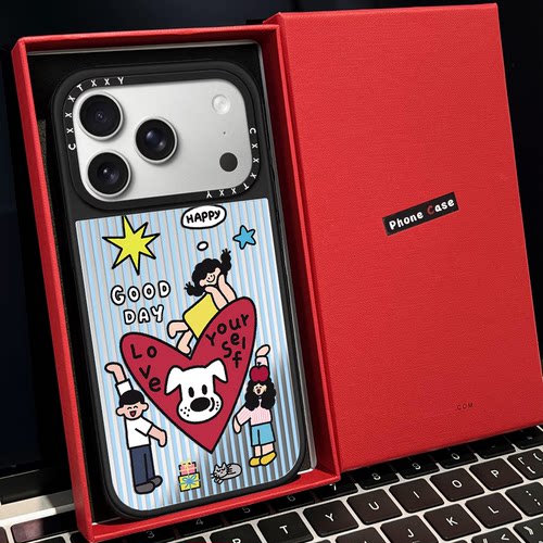 【C家】多巴胺爱心狗爱自己女生磁吸MagSafe适用苹果17/16proMax手机壳iPhone15防摔16pro保护套13/14镜面Air