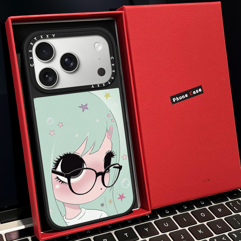 【C家】治愈系上秋眼镜女孩磁吸MagSafe适用苹果17/16proMax手机壳iPhone15防摔16pro保护套13/14p镜面17Air