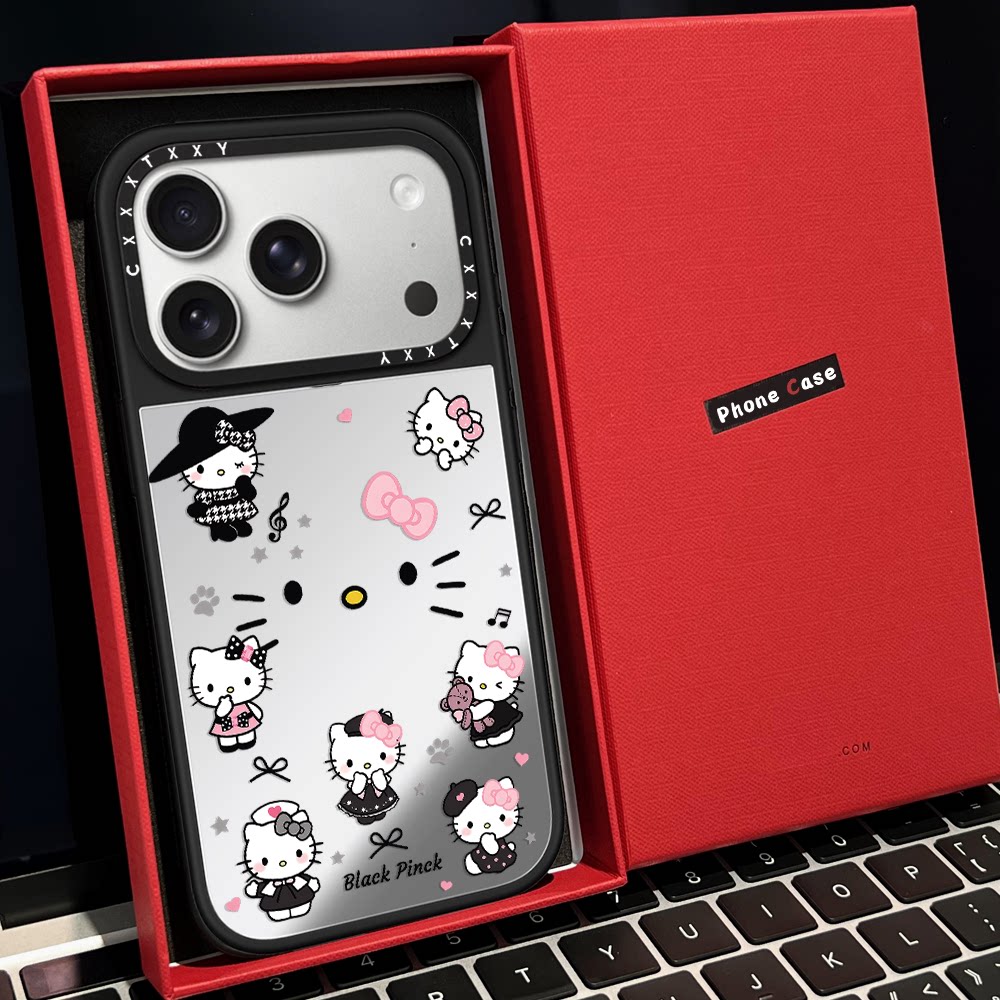 【C家】联名黑粉kt猫镂空花朵磁吸MagSafe适用苹果17/16proMax手机壳iPhone15防摔16pro保护套13/14镜面17Air