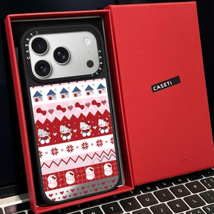 CASTY联名费尔岛粉蓝红kitty猫磁吸MagSafe适用苹果17 14p镜面Air 16proMax手机壳iPhone15防摔16pro保护套13