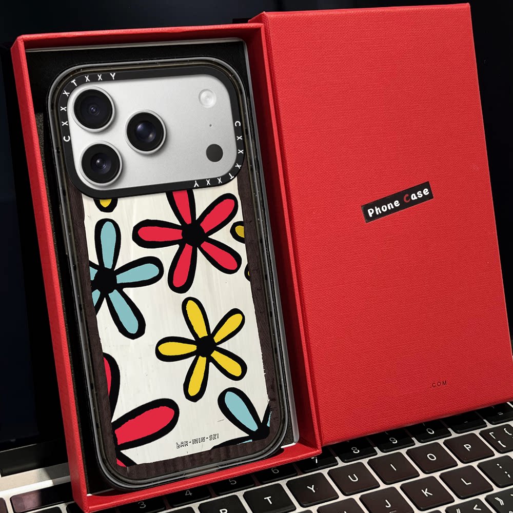 C家bAR-MIN-SKI联名飞船花朵磁吸MagSafe适用苹果17/16proMax手机壳iPhone15防摔16pro保护套13/14p镜面17Air