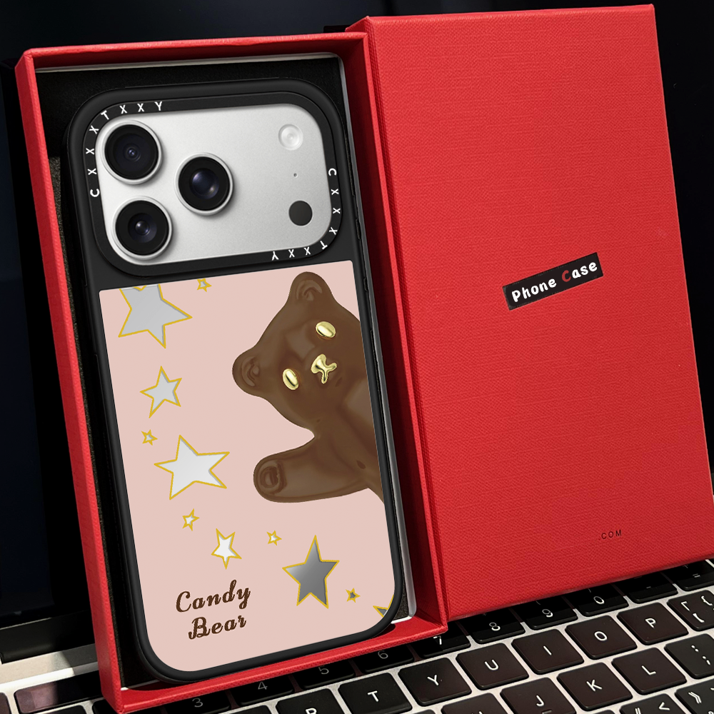 【C家】五角星星棕粉色软糖熊磁吸MagSafe适用苹果17/16proMax手机壳iPhone15防摔16pro保护套13/14镜面17Air
