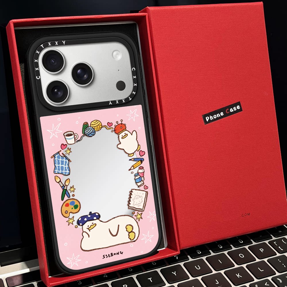 C家躺平鸭打工鸭菠萝笔记本磁吸MagSafe适用苹果17/18proMax手机壳iPhone15防摔16pro保护套13/14p镜面17Air